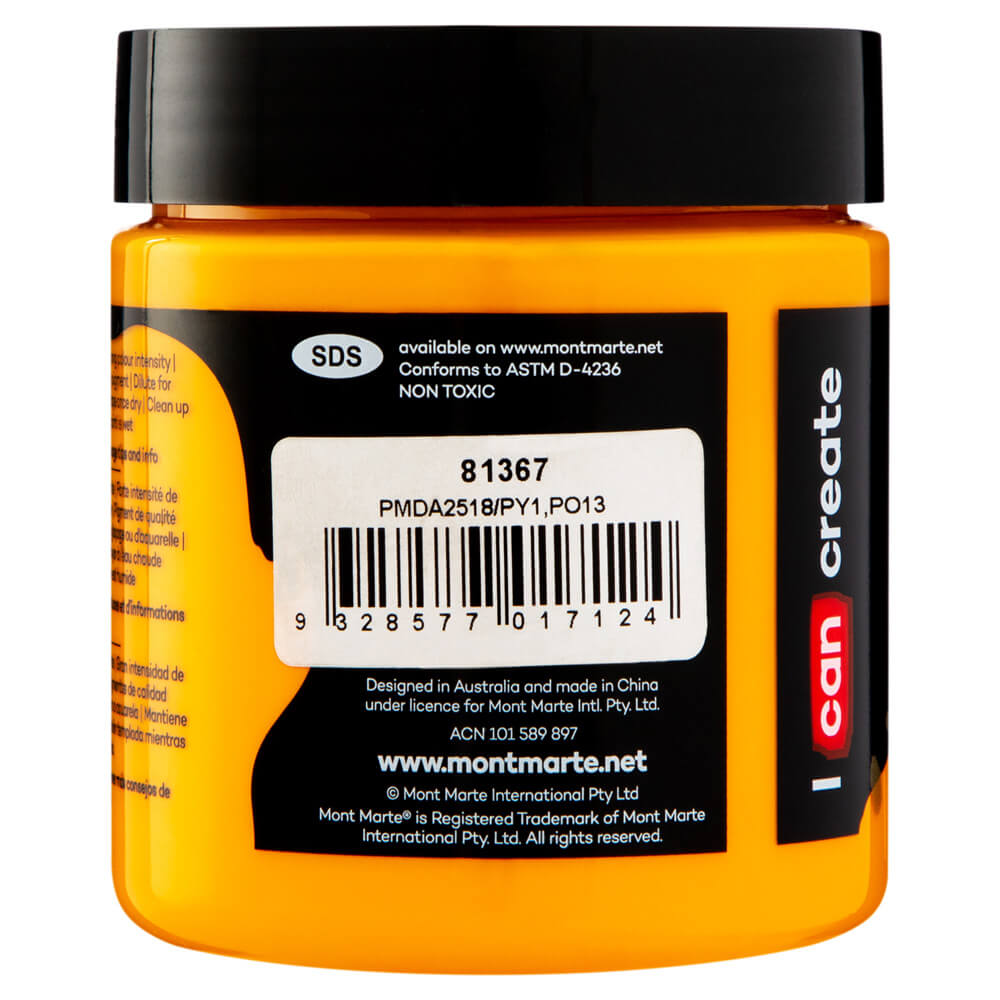 Mont Marte Dimension Acrylic Premium 250Ml 8 5 Us Fl Oz Yellow Deep