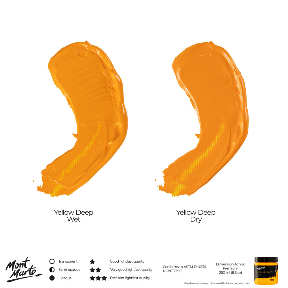 Mont Marte Dimension Acrylic Premium 250Ml 8 5 Us Fl Oz Yellow Deep