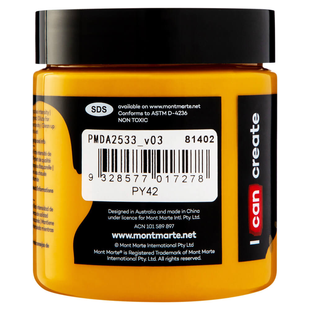 Mont Marte Dimension Acrylic Premium 250Ml 8 5 Us Fl Oz Yellow Ochre