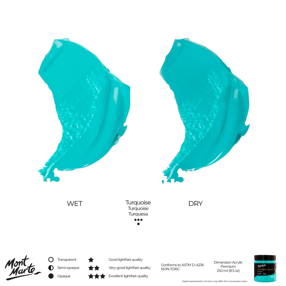 Mont Marte Dimension Acrylic Premium 250Ml 8 5 Us Fl Oz Turquoise