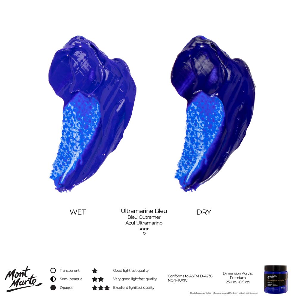 Mont Marte Dimension Acrylic Premium 250Ml 8 5 Us Fl Oz Ultramarine Blue