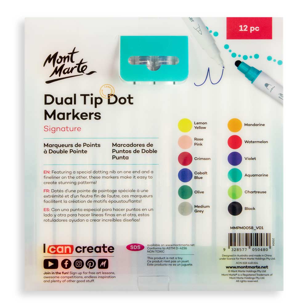 Mont Marte Dual Tip Dot Markers Signature 12Pc