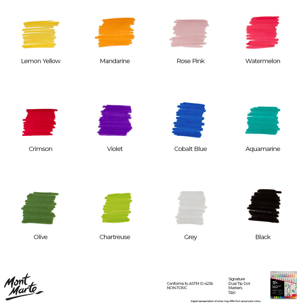 Mont Marte Dual Tip Dot Markers Signature 12Pc
