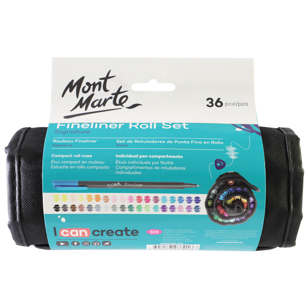 Mont Marte Fineliner Roll Set Signature 36Pc