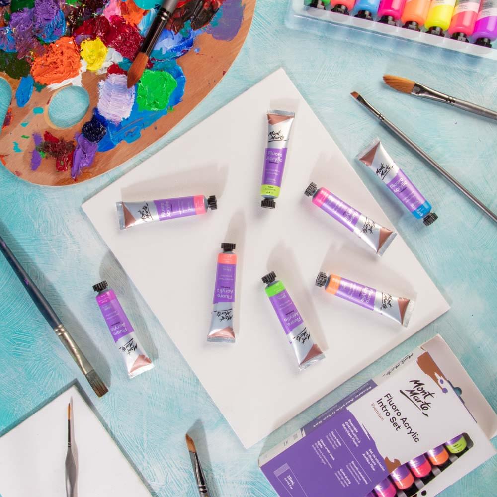 Mont Marte Fluoro Acrylic Paint Intro Set Premium 8Pc X 18ml - product view 10
