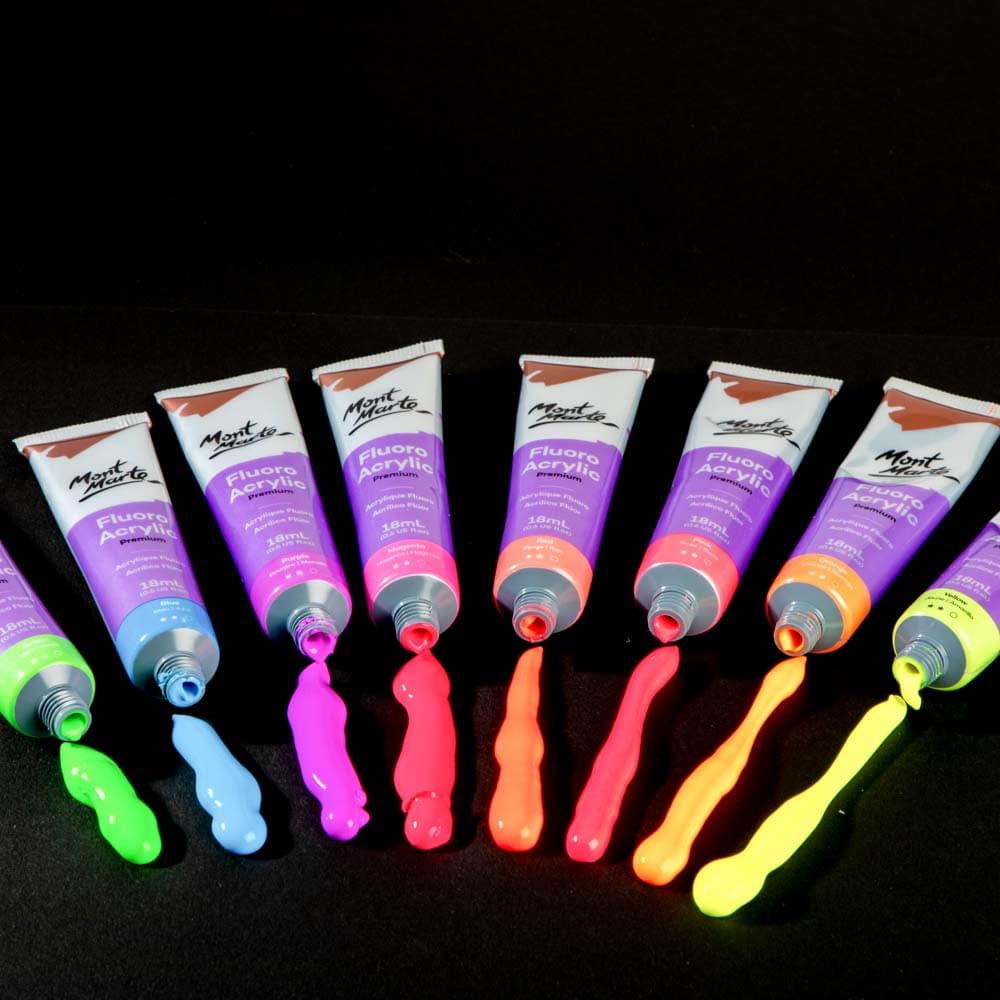 Mont Marte Fluoro Acrylic Paint Intro Set Premium 8Pc X 18ml - product view 2