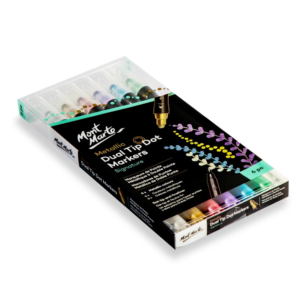 Mont Marte Metallic Dual Tip Dot Markers Signature 6Pc
