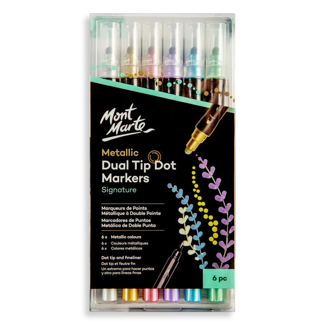Mont Marte Metallic Dual Tip Dot Markers Signature 6Pc