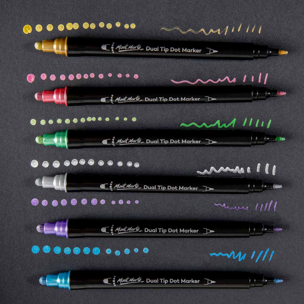 Mont Marte Metallic Dual Tip Dot Markers Signature 6Pc