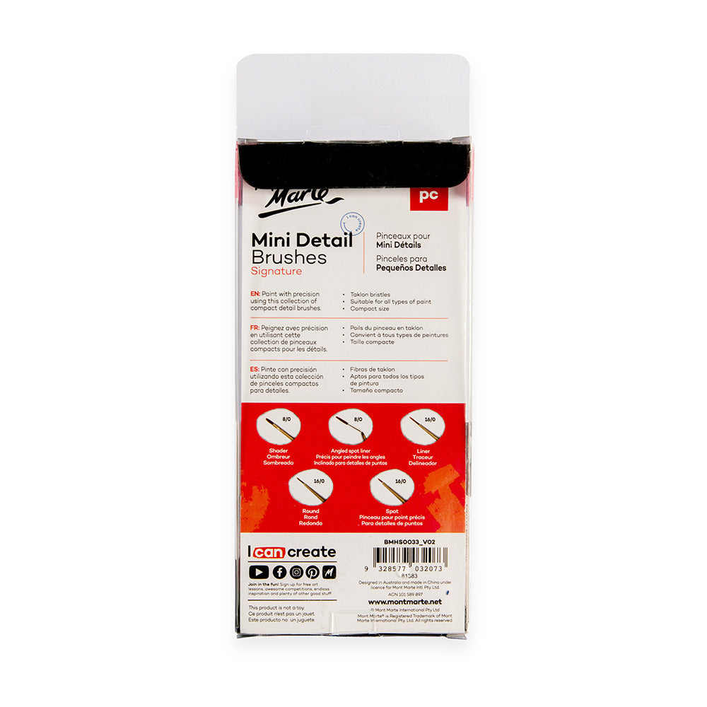 Mont Marte Mini Detail Brushes Signature 5Pc
