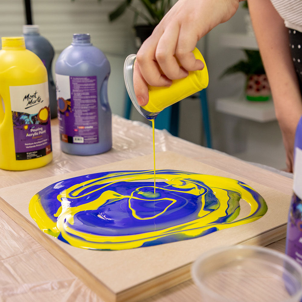 Mont Marte Pouring Acrylic Paint Premium 1L 33 8 Us Fl Oz Bottle Bright Yellow