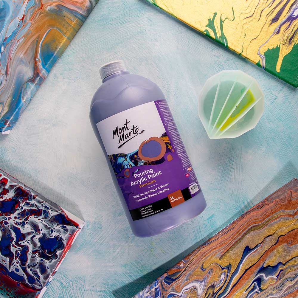 Mont Marte Pouring Acrylic Paint Premium 1L 33 8 Us Fl Oz Bottle Dark Purple