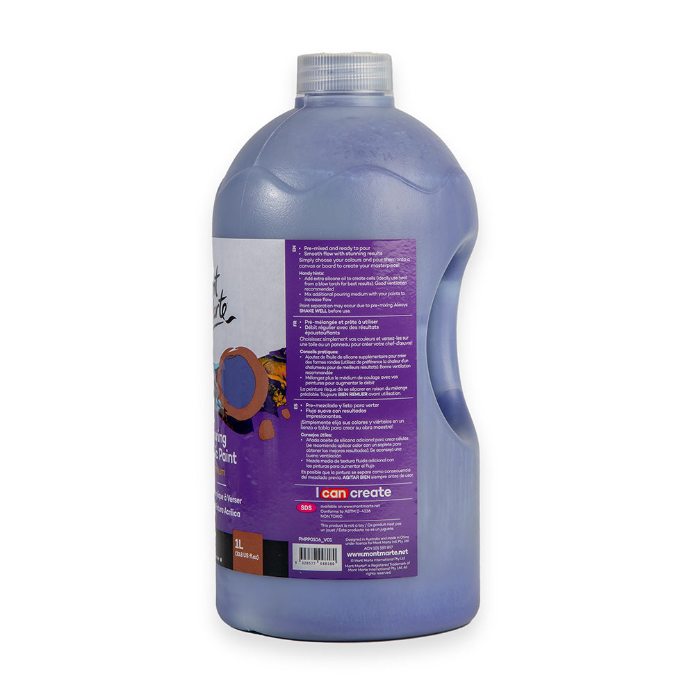 Mont Marte Pouring Acrylic Paint Premium 1L 33 8 Us Fl Oz Bottle Dark Purple