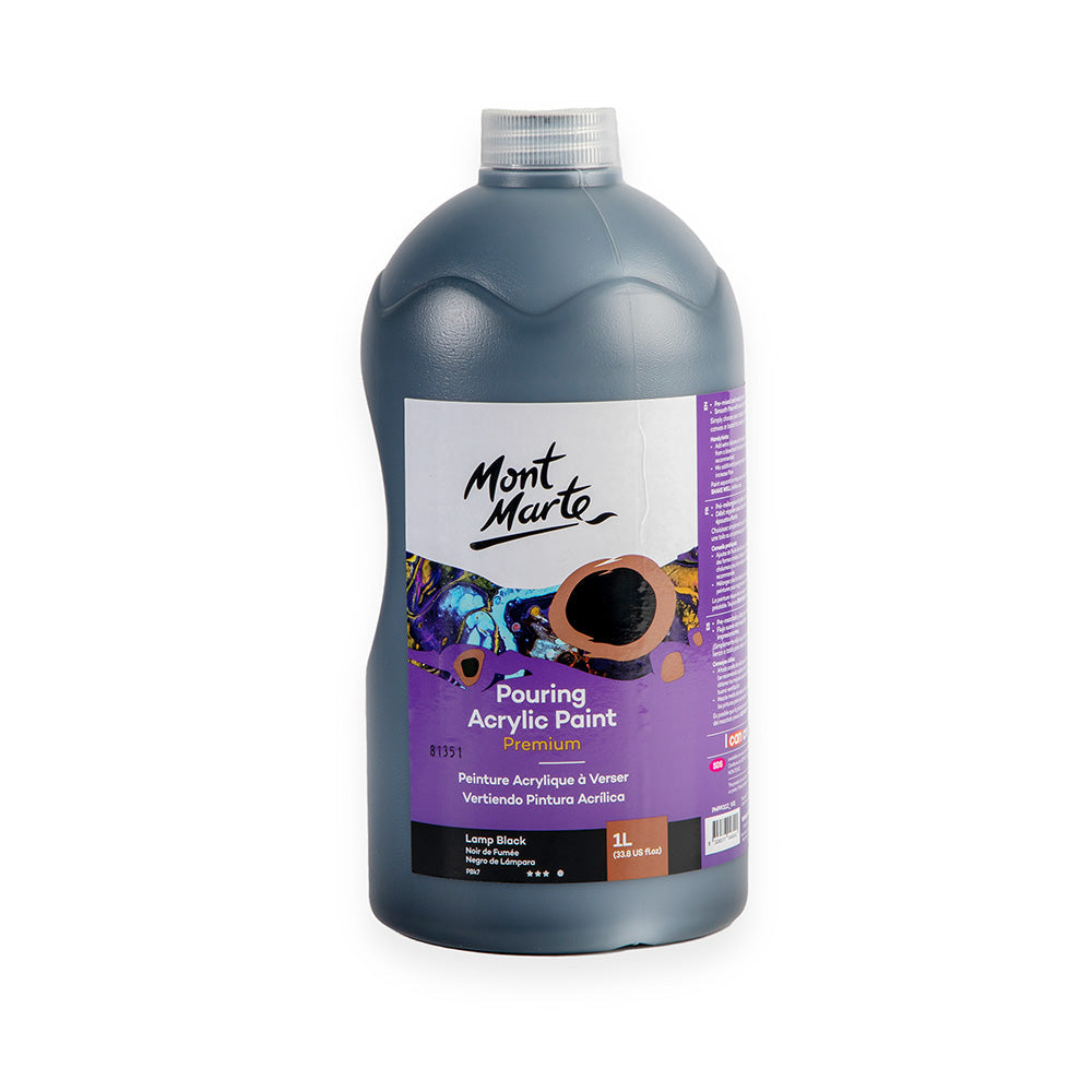 Mont Marte Pouring Acrylic Paint Premium 1L - Lamp Black