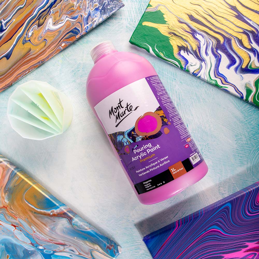 Mont Marte Pouring Acrylic Paint Premium 1L 33 8 Us Fl Oz Bottle Magenta
