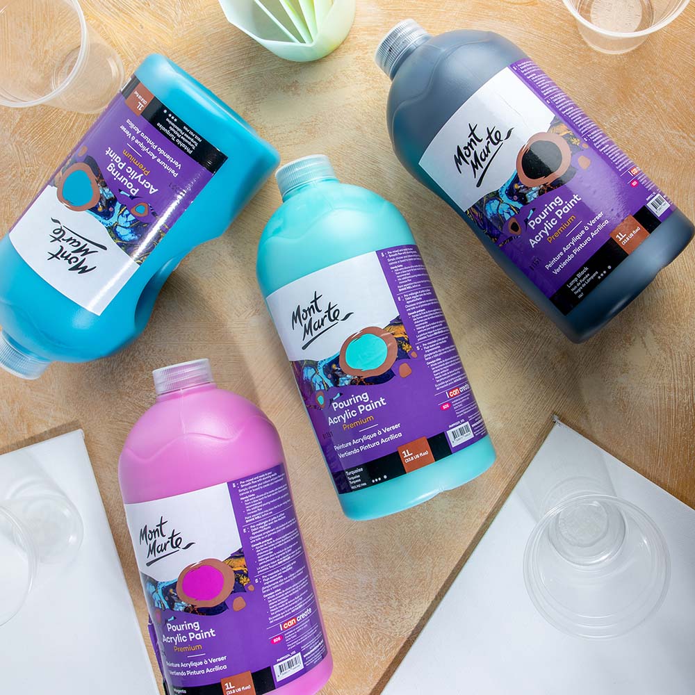 Mont Marte Pouring Acrylic Paint Premium 1L 33 8 Us Fl Oz Bottle Magenta