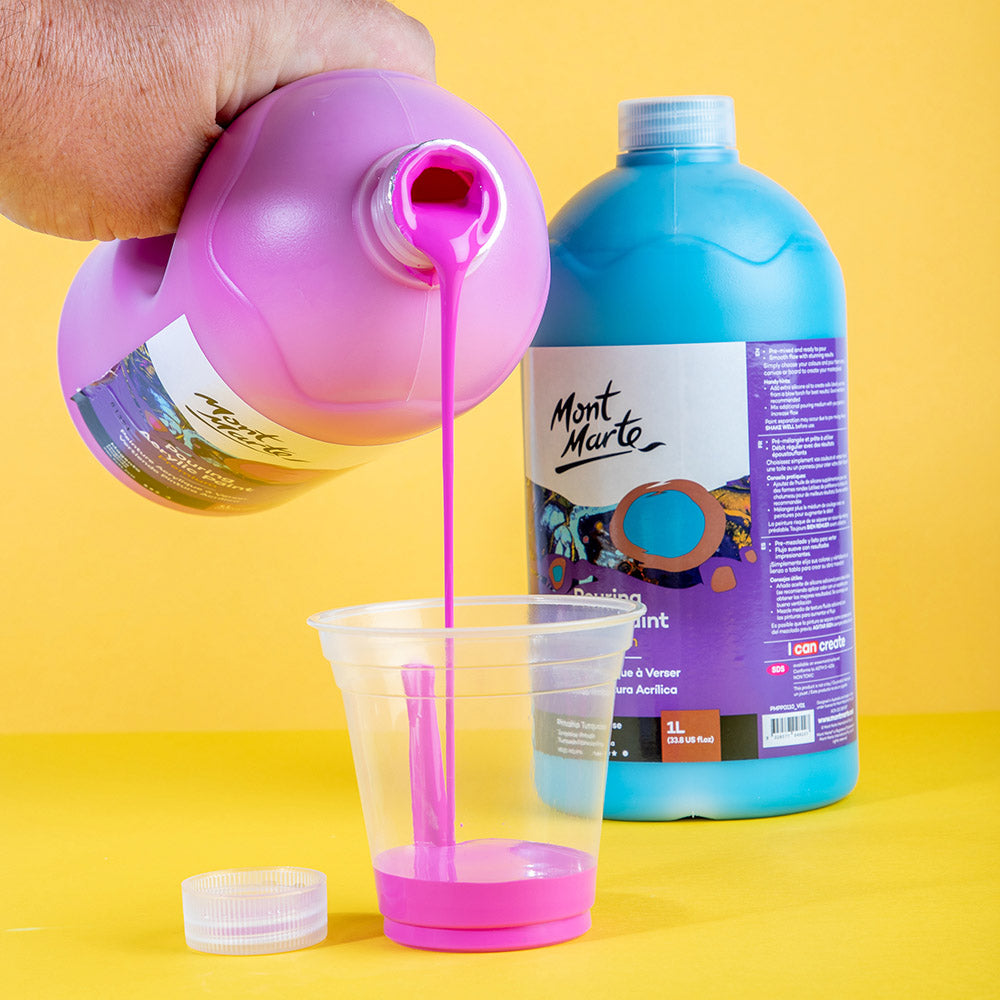 Mont Marte Pouring Acrylic Paint Premium 1L 33 8 Us Fl Oz Bottle Magenta