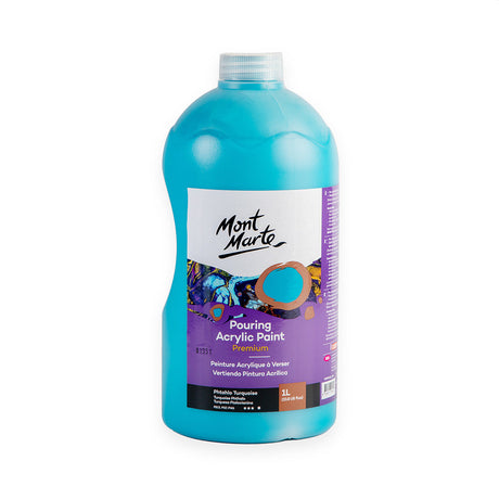 Mont Marte Pouring Acrylic Paint Premium 1L - Phthalo Turquoise