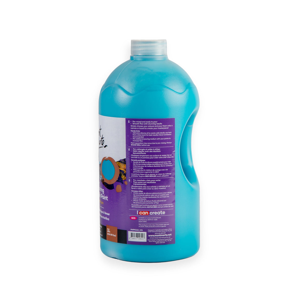 Mont Marte Pouring Acrylic Paint Premium 1L 33 8 Us Fl Oz Bottle Phthalo Turquoise