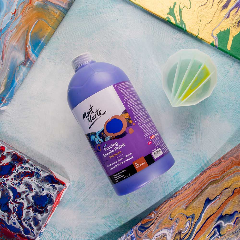 Mont Marte Pouring Acrylic Paint Premium 1L 33 8 Us Fl Oz Bottle Ultramarine Blue