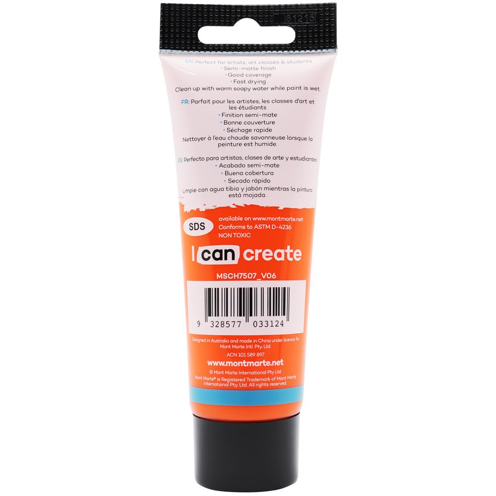 Mont Marte Acrylic Colour Paint Signature 75Ml 2 5 Us Fl Oz Tube Orange