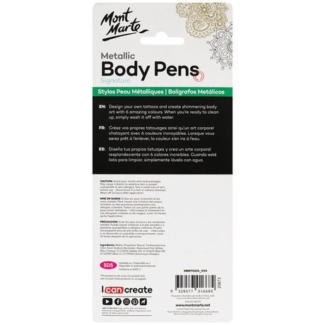 Mont Marte Metallic Body Pens Signature 6Pc