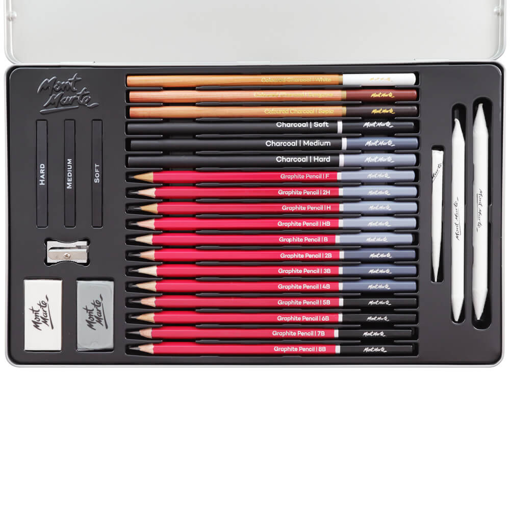 Mont Marte Sketching Tin Set Signature 27Pc