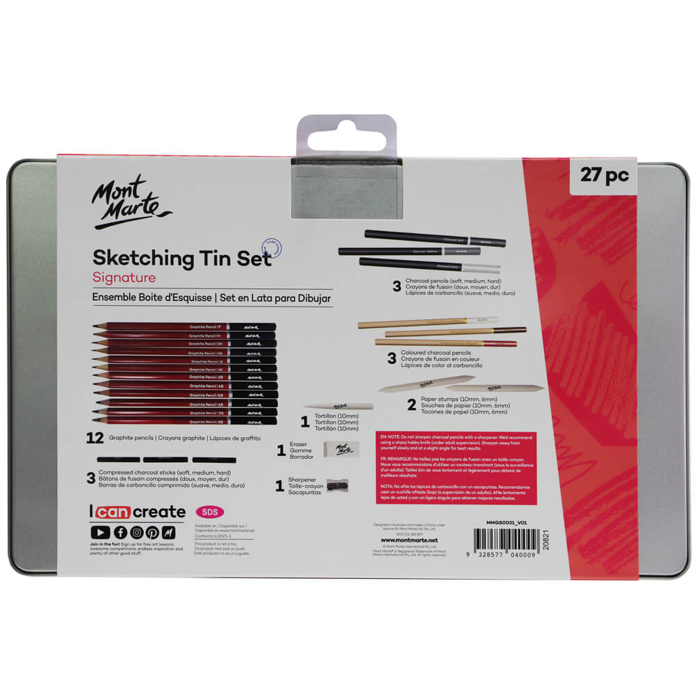 Mont Marte Sketching Tin Set Signature 27Pc
