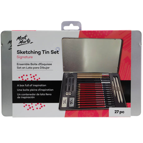 Mont Marte Sketching Tin Set Signature 27Pc