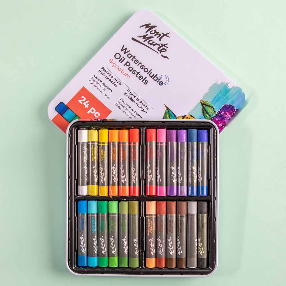 Mont Marte Watersoluble Oil Pastels In Tin Box Signature 24Pc