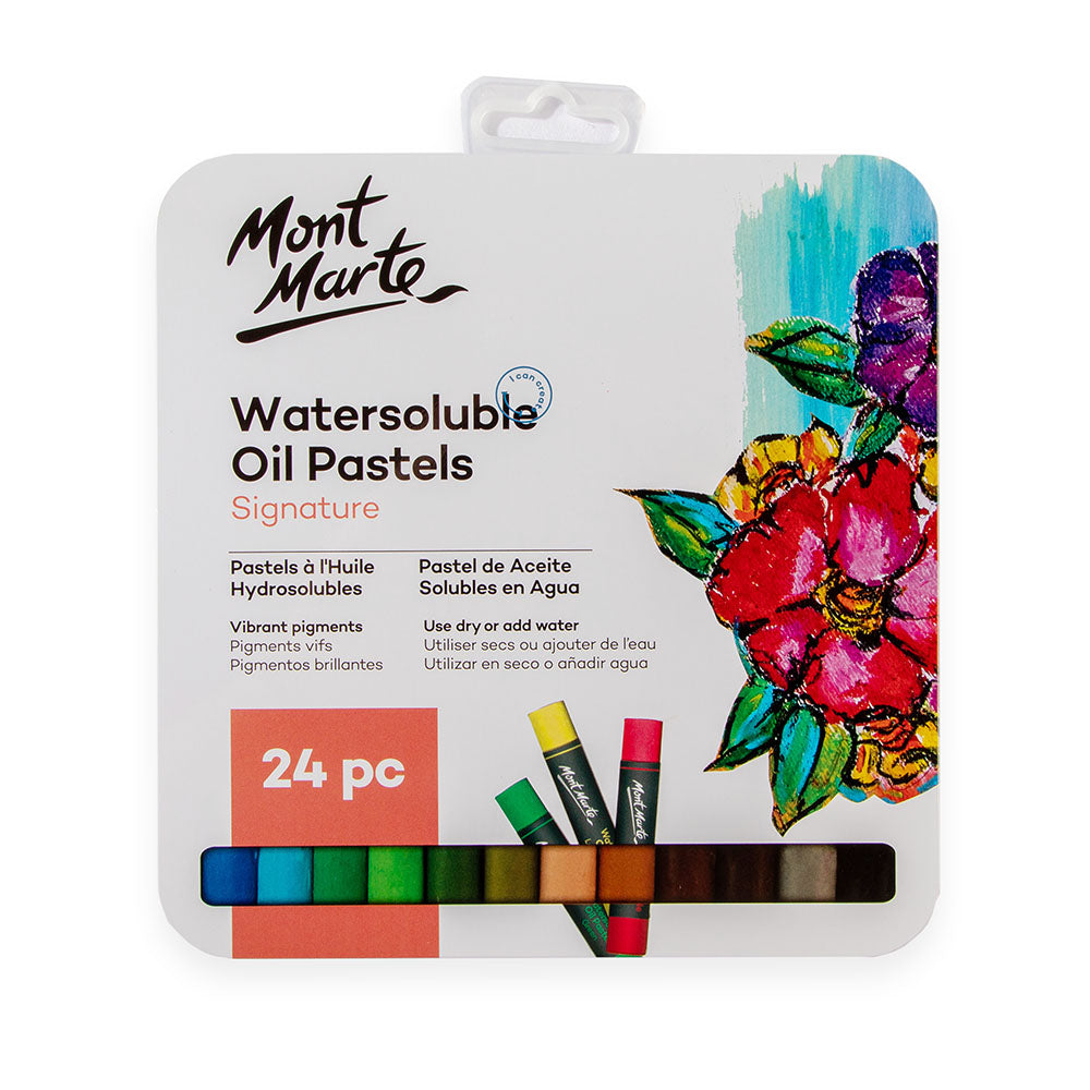 Mont Marte Watersoluble Oil Pastels In Tin Box Signature 24Pc
