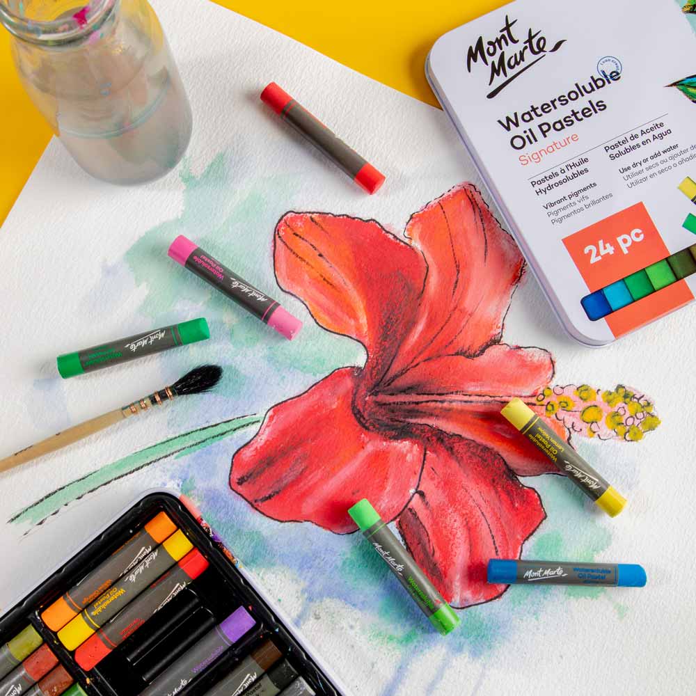 Mont Marte Watersoluble Oil Pastels In Tin Box Signature 24Pc