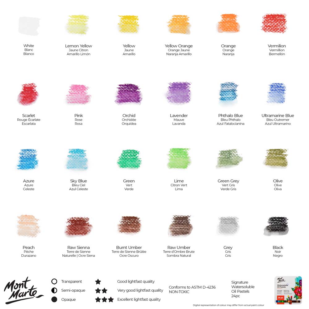 Mont Marte Watersoluble Oil Pastels In Tin Box Signature 24Pc