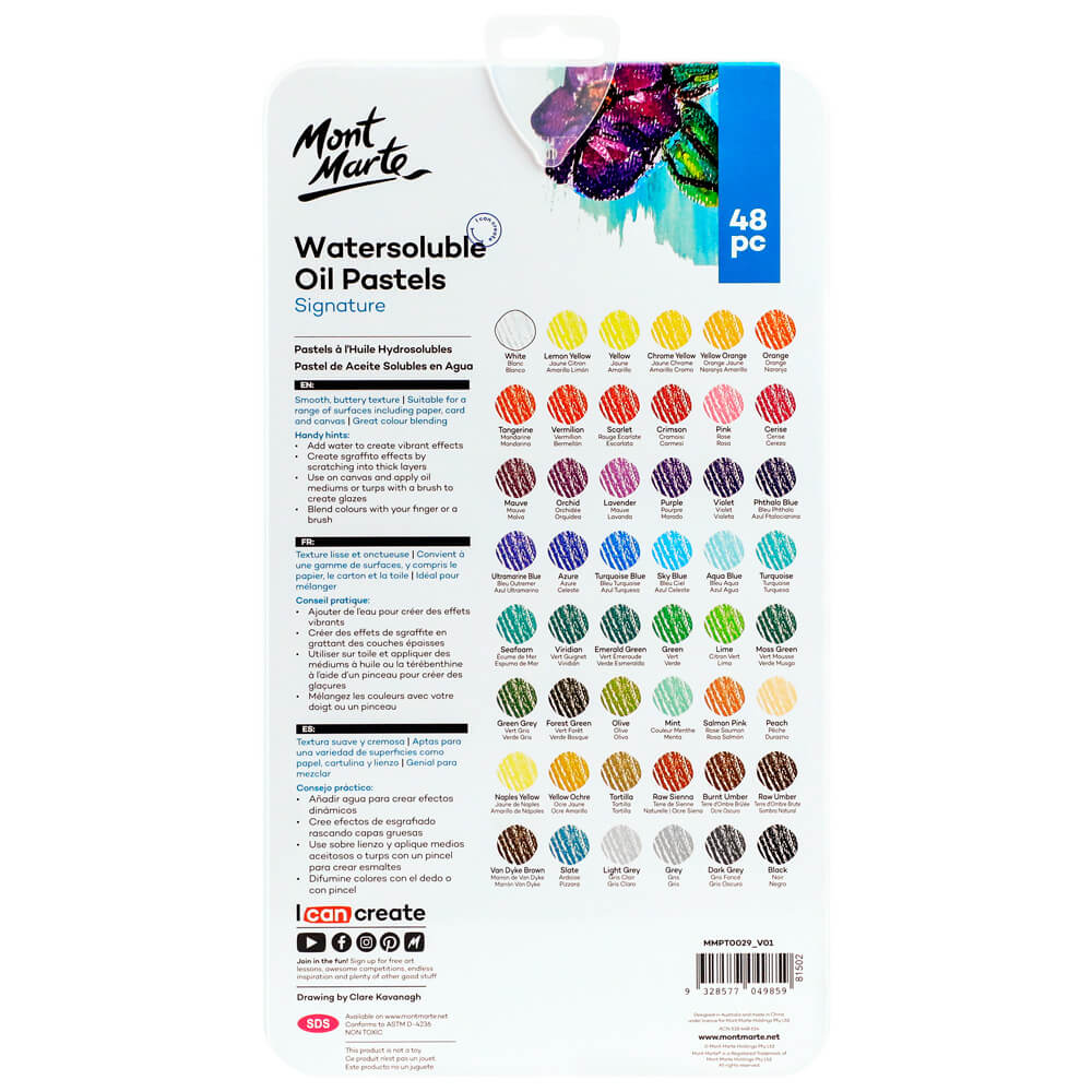 Mont Marte Oil Pastels In Tin Box Signature 48Pc Set