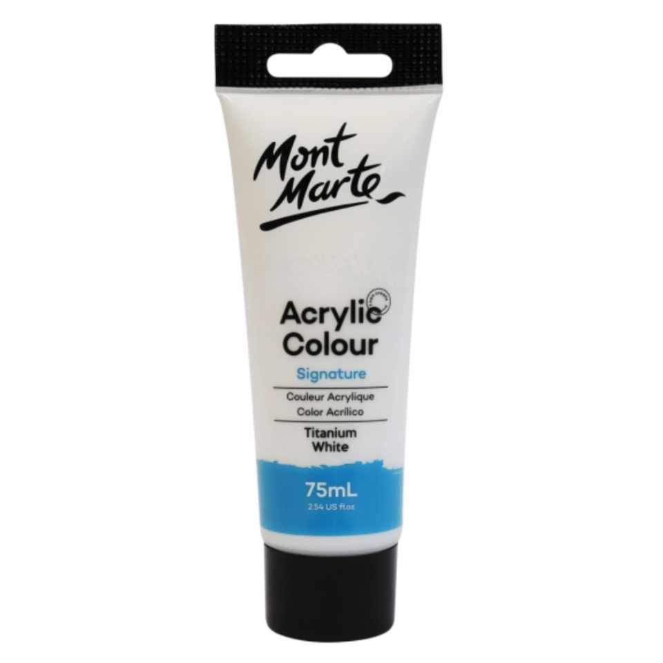 Mont Marte Acrylic Colour Paint Signature 75Ml (2.5 Us Fl.Oz) Tube - Titanium White