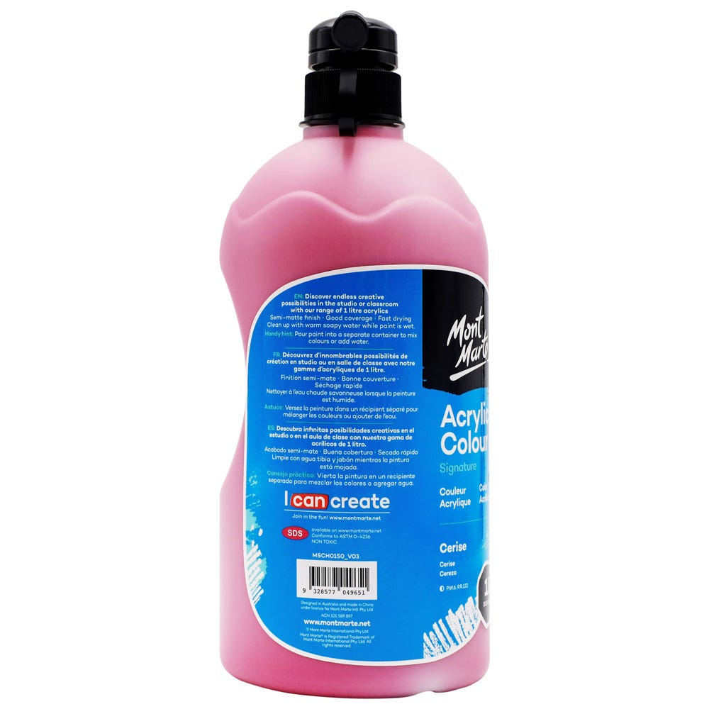 Mont Marte Acrylic Colour Signature 1L 33 8 Us Fl Oz Bottle Cerise