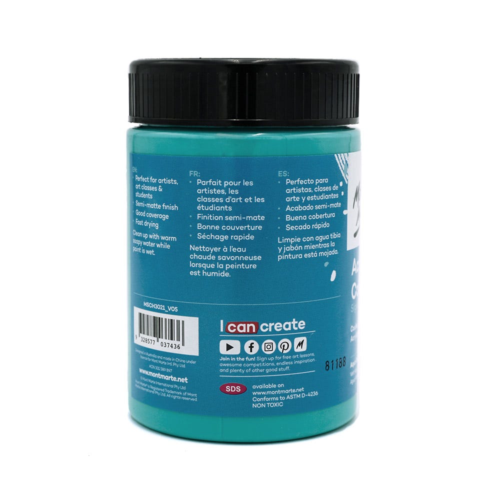 Mont Marte Acrylic Colour Paint Signature 300Ml 10 1 Us Fl Oz Aqua Green