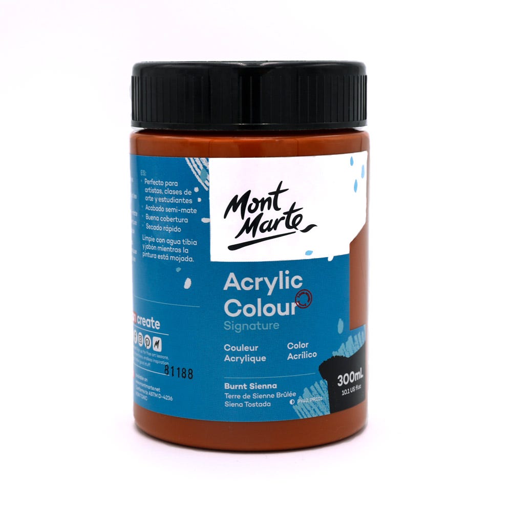 Mont Marte Acrylic Colour Paint Signature 300ml - Burnt Sienna