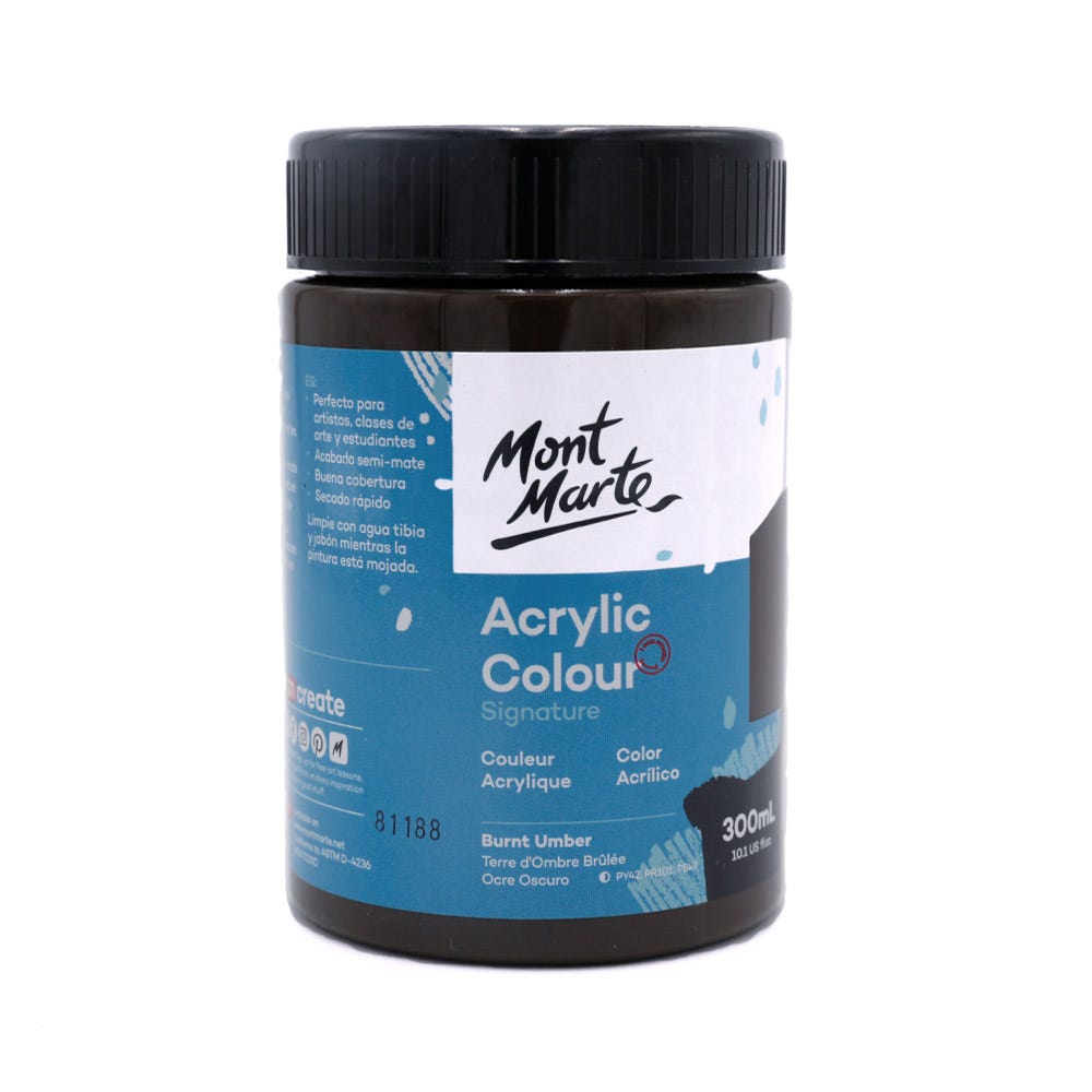 Mont Marte Acrylic Colour Paint Signature 300ml - Burnt Umber