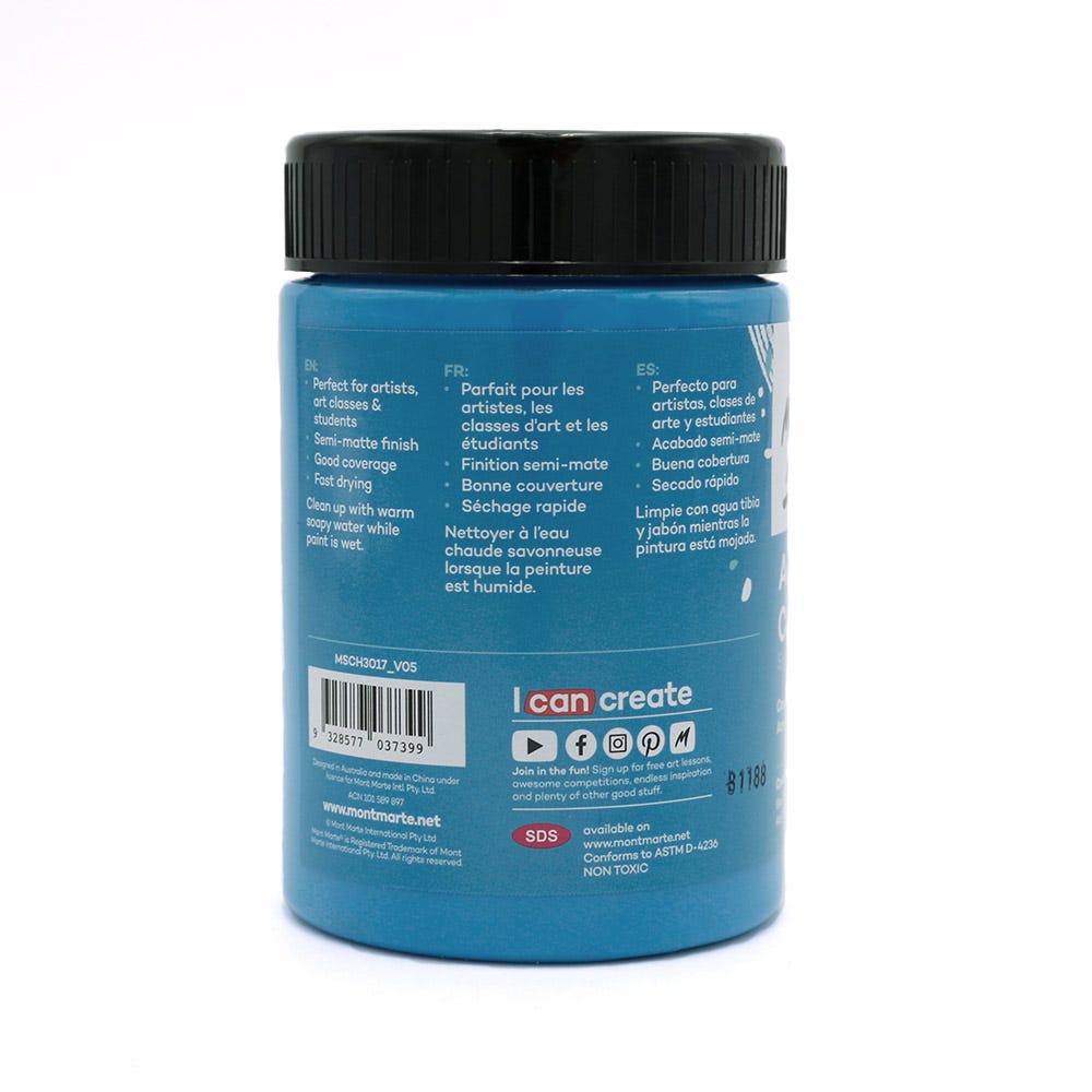 Mont Marte Acrylic Colour Paint Signature 300Ml 10 1 Us Fl Oz Cerulean Blue