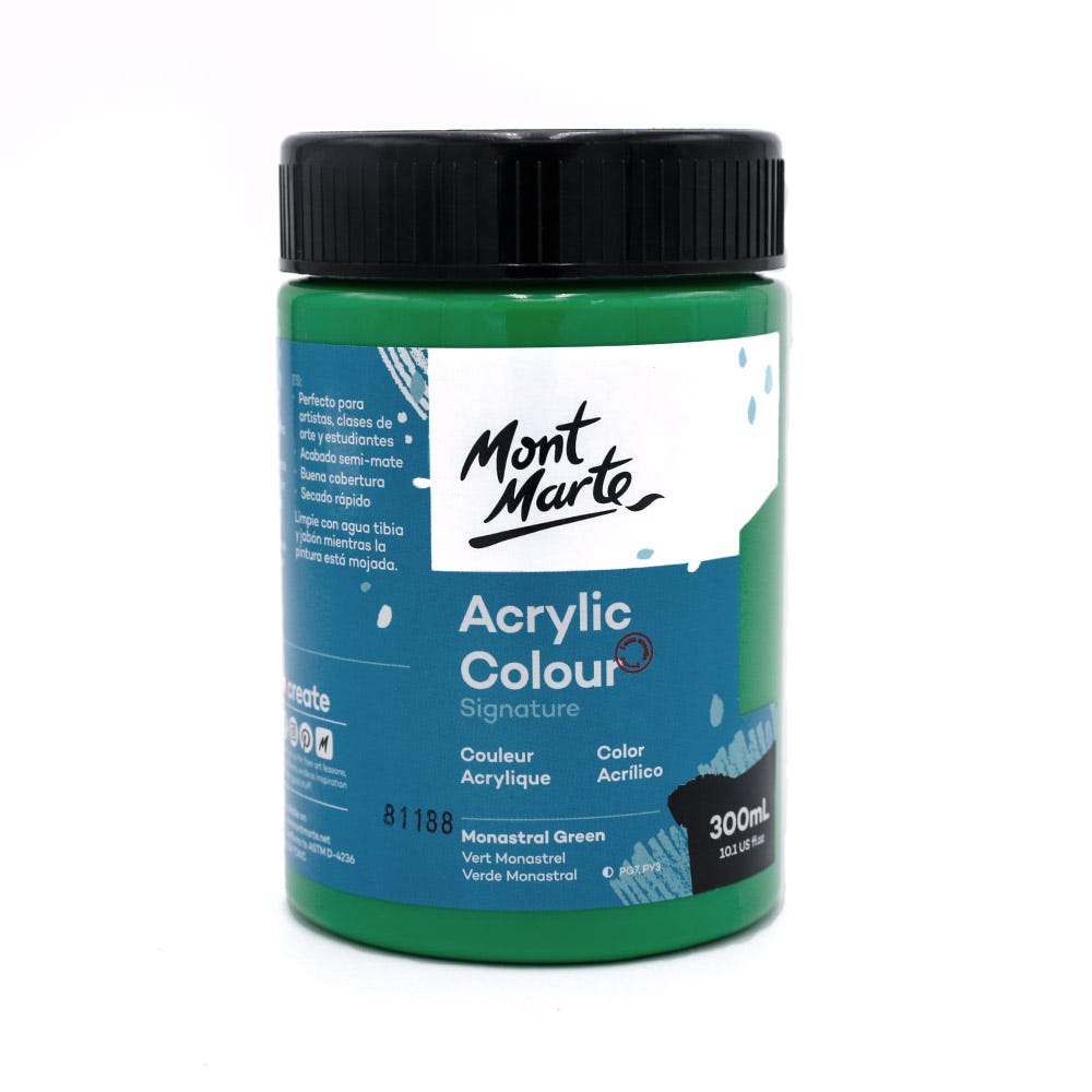Mont Marte Acrylic Colour Paint Signature 300ml - Monastral Green
