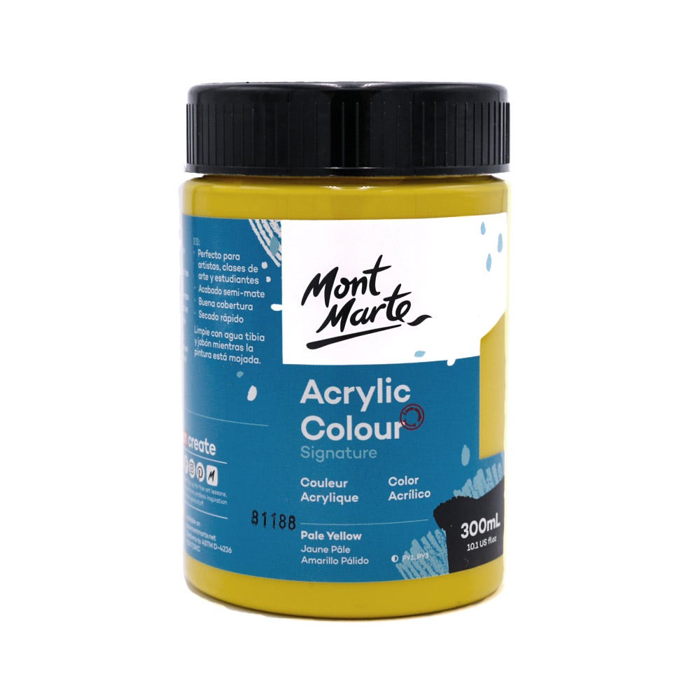 Mont Marte Acrylic Colour Paint Signature 300ml - Pale Yellow