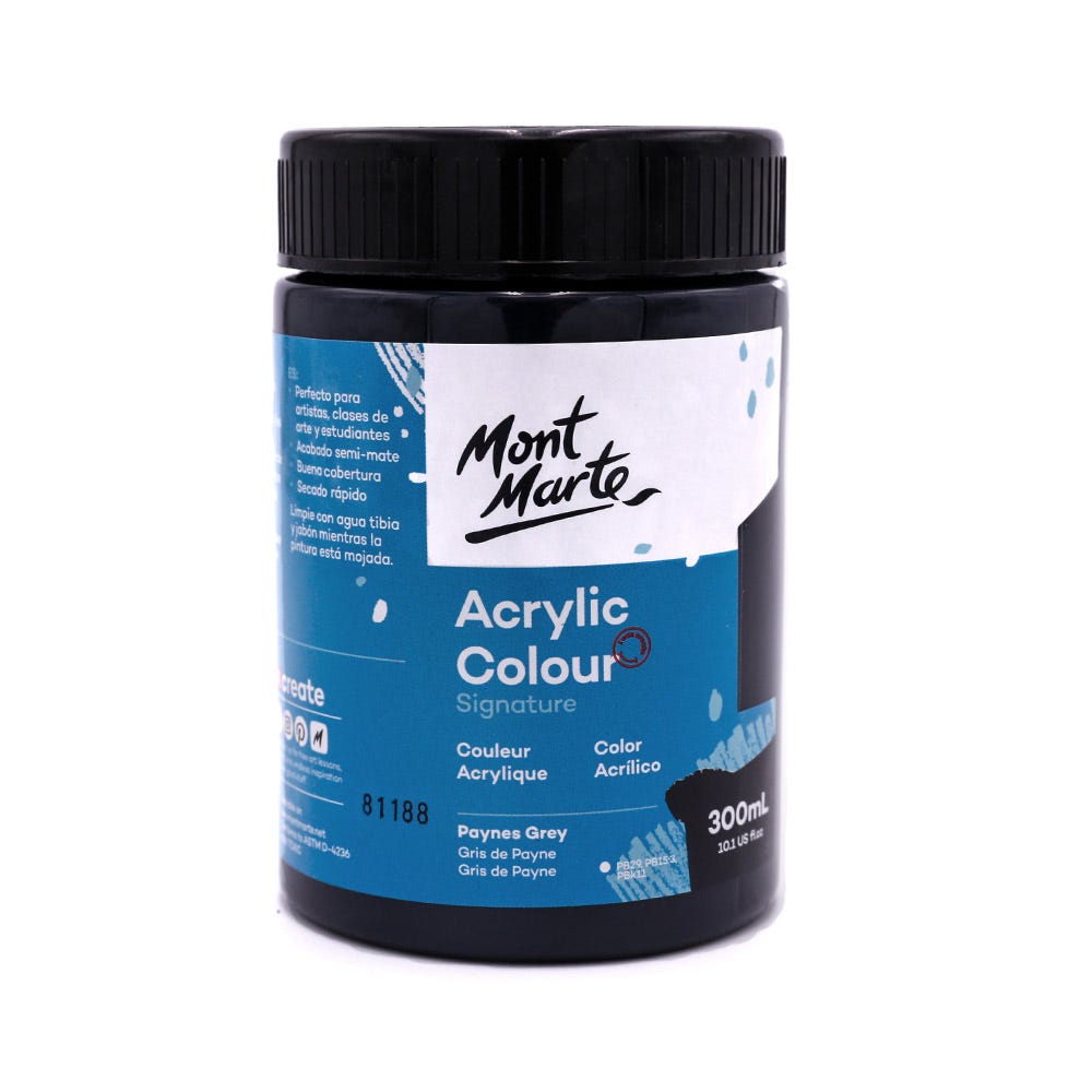 Mont Marte Acrylic Colour Paint Signature 300ml - Paynes Grey