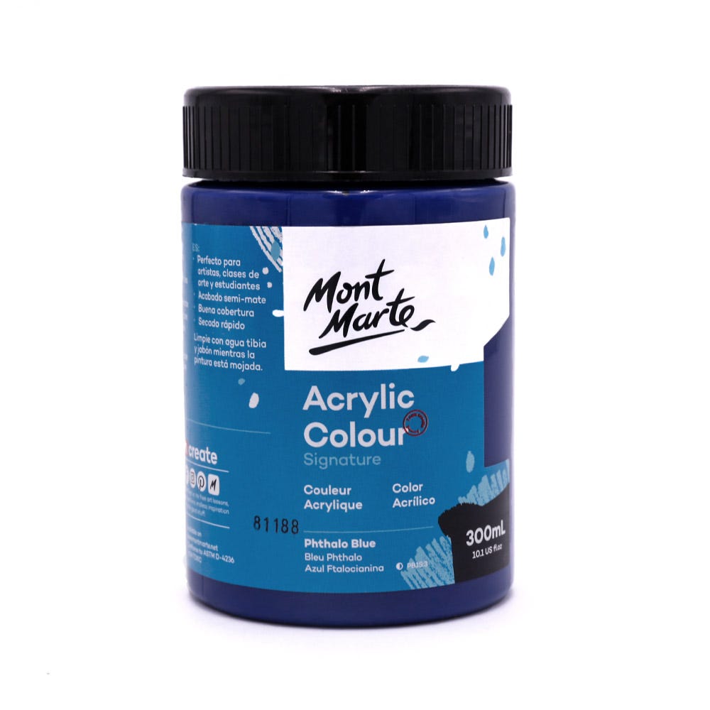 Mont Marte Acrylic Colour Paint Signature 300ml - Phthalo Blue