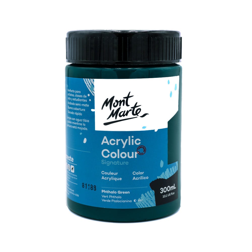 Mont Marte Acrylic Colour Paint Signature 300ml - Phthalo Green