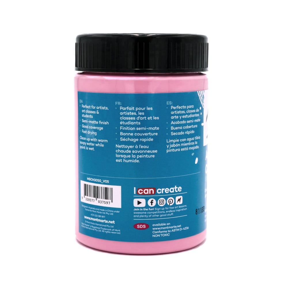 Mont Marte Acrylic Colour Paint Signature 300Ml 10 1 Us Fl Oz Pink
