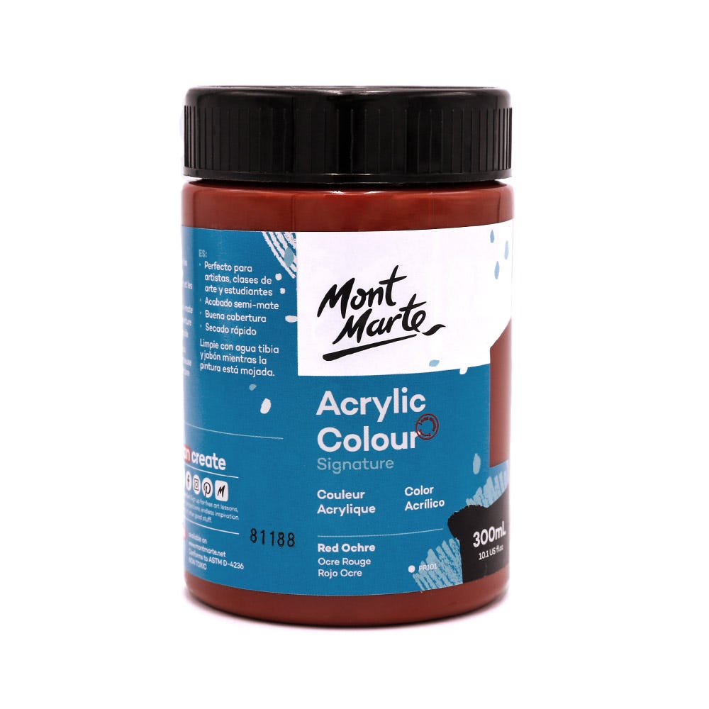 Mont Marte Acrylic Colour Paint Signature 300ml - Red Ochre