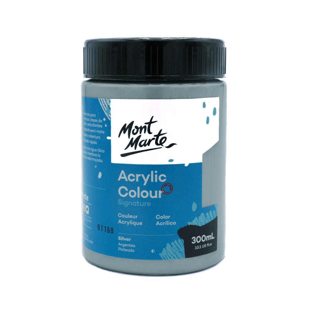 Mont Marte Acrylic Colour Paint Signature 300ml - Silver