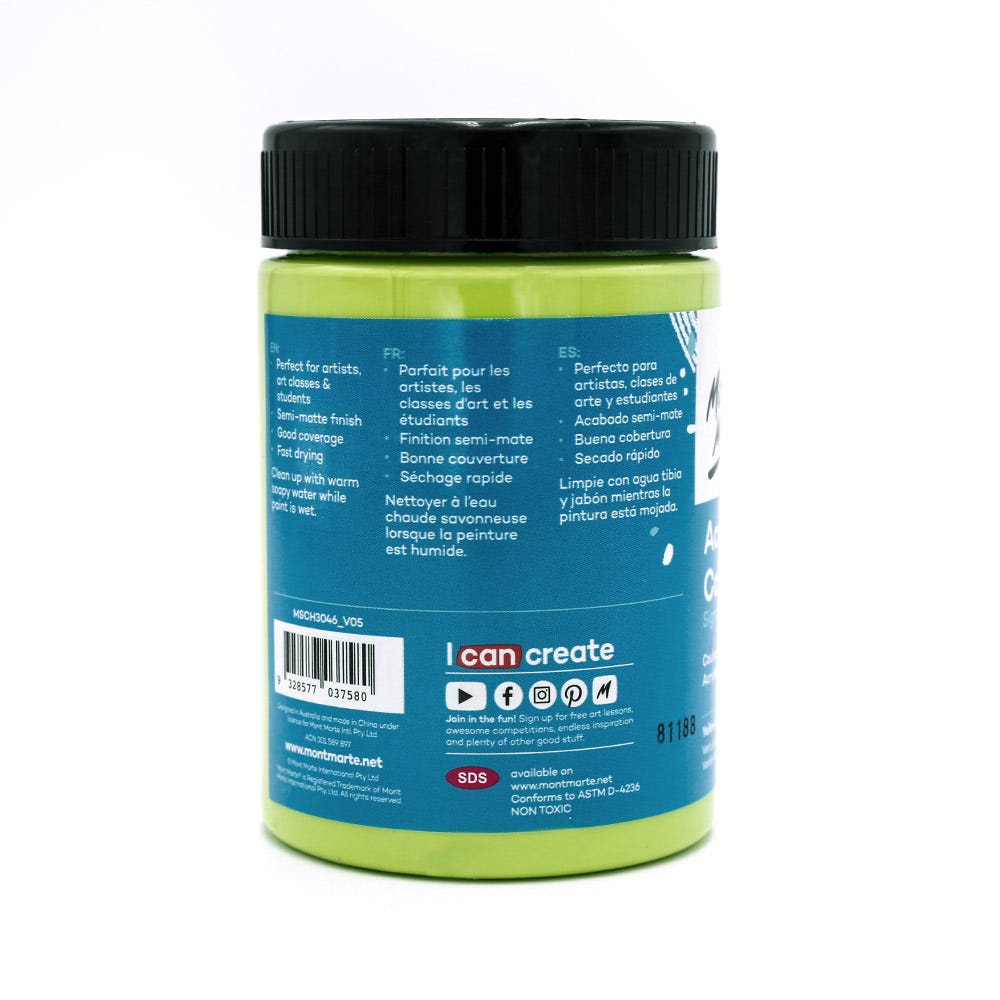 Mont Marte Acrylic Colour Paint Signature 300Ml 10 1 Us Fl Oz Yellow Green