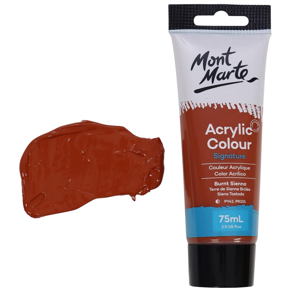 Mont Marte Acrylic Colour Paint Signature 75Ml 2 5 Us Fl Oz Tube Burnt Sienna